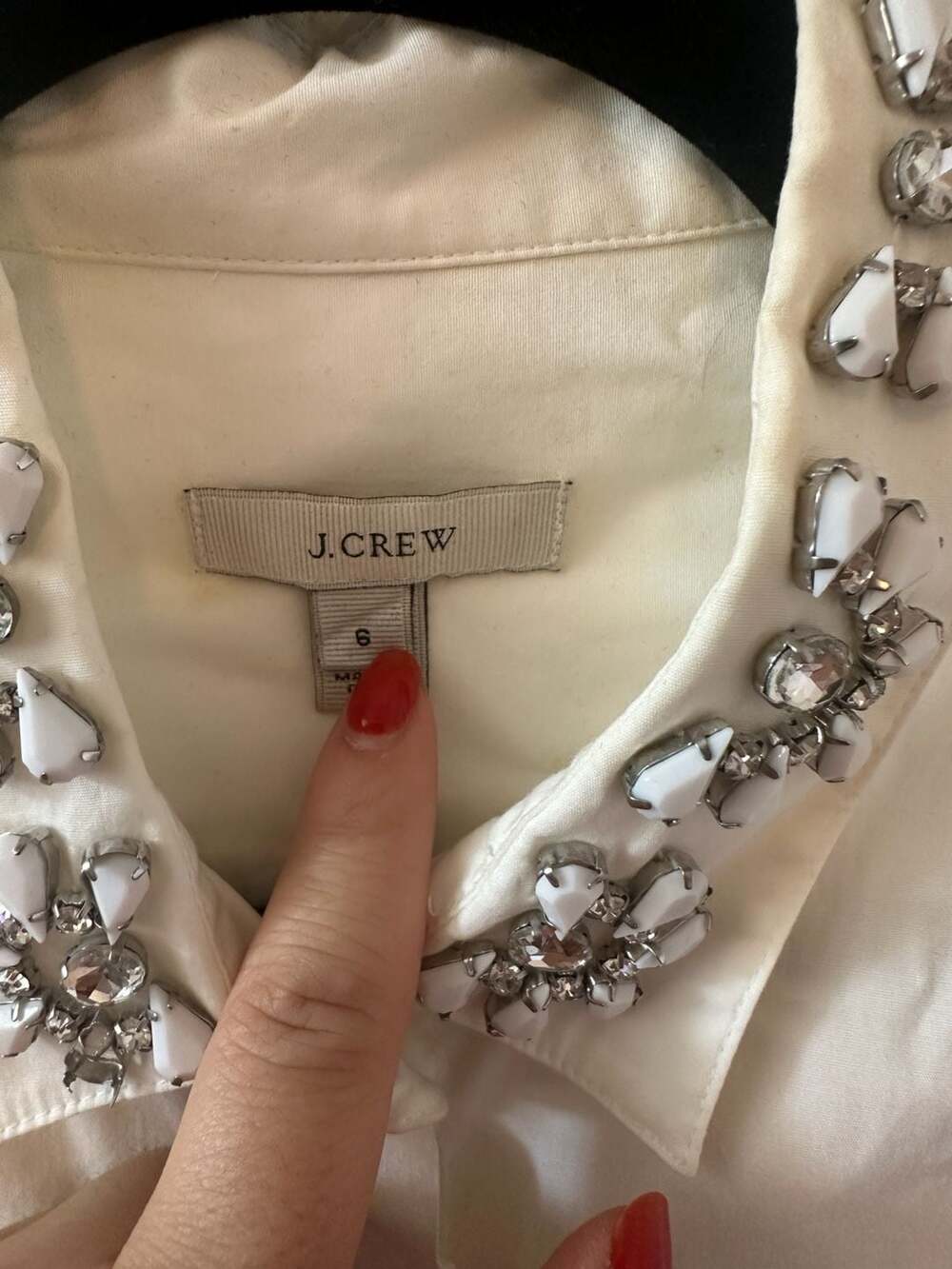 J. Crew White Embellished Collar Short-Sleeve Button-Up Shirt - Picture 4 of 8